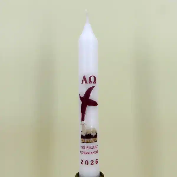 Stabkerze Ostern 2026 – Kreuz und Osterlamm