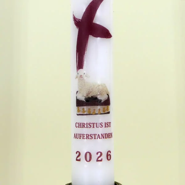 Stabkerze Ostern 2026 – Kreuz und Osterlamm