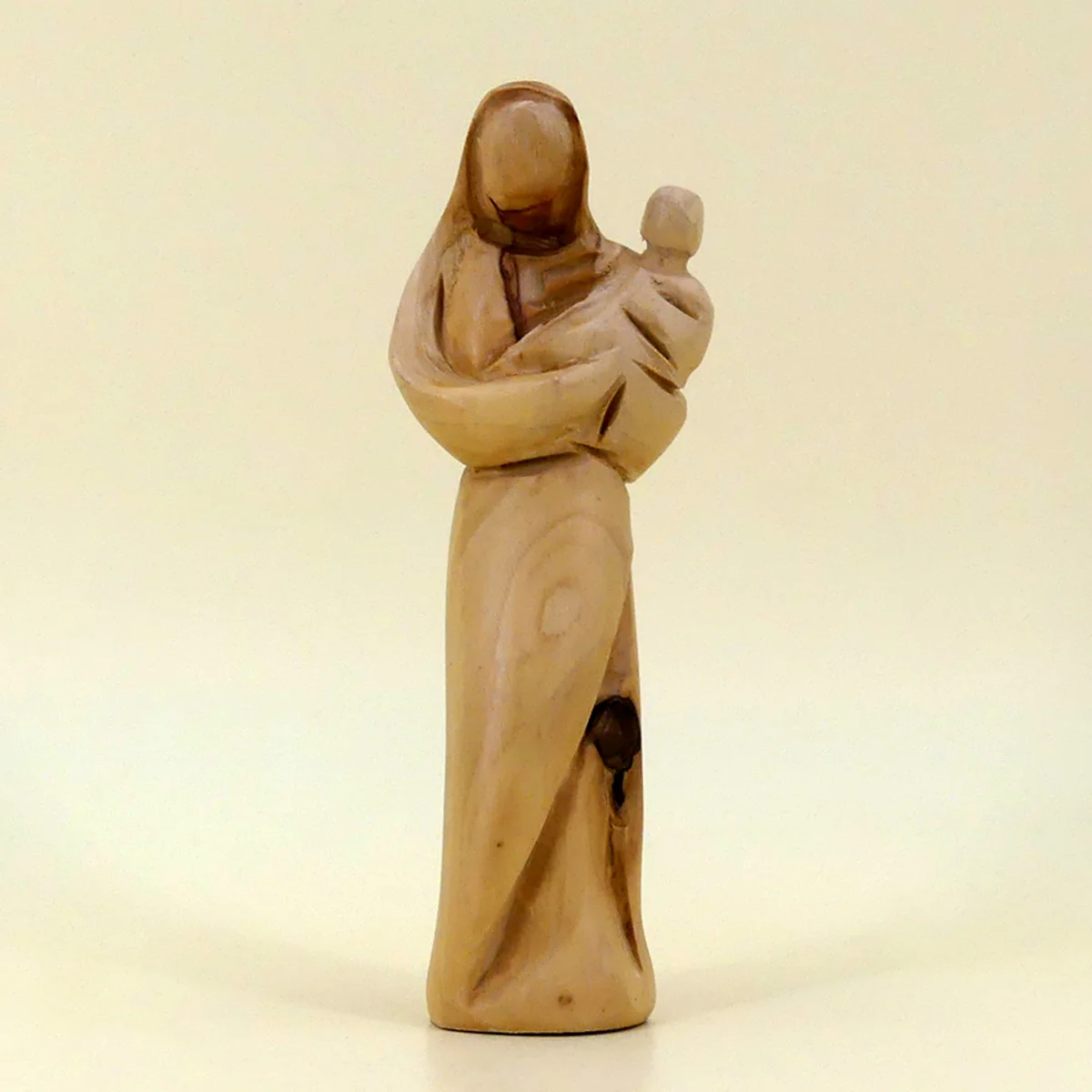 Mutter mit Kind aus Bethlehem Olivenholz 13 cm
