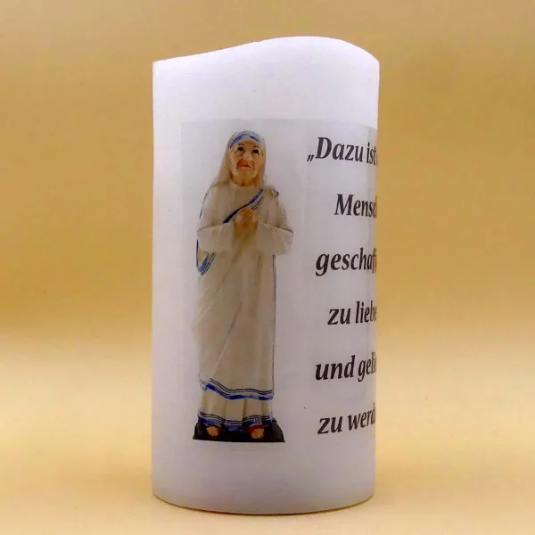 LED-Echtwachskerze Heilige Mutter Teresa