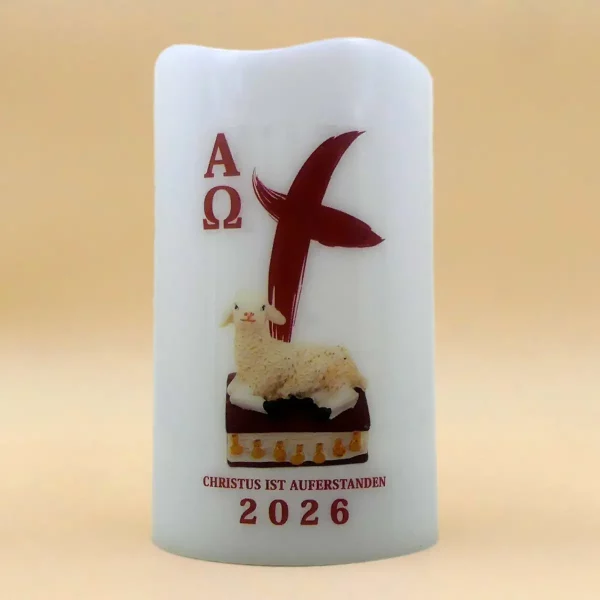LED-Kerze Ostern 2026 – Kreuz und Osterlamm