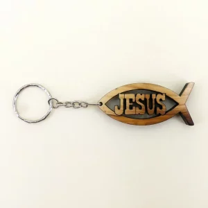 Fisch – Schlüsselanhänger mit Jesus – Schriftzug
