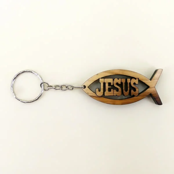 Fisch – Schlüsselanhänger mit Jesus – Schriftzug