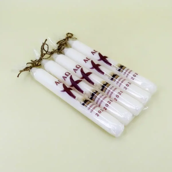 Stabkerze Ostern 2026 – Kreuz und Osterlamm 5er-Set