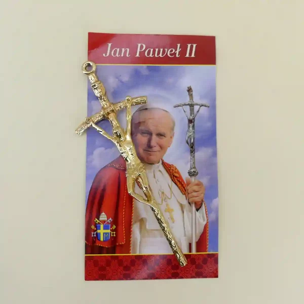 Papstkreuz von Johannes Paul II. 14 cm Gold