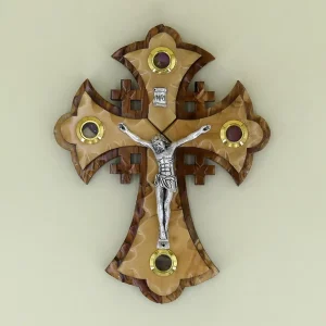 Jerusalemer Kreuz mit Erde aus dem Heiligen Land 16 cm