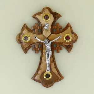 Jerusalemer Kreuz mit Erde aus dem Heiligen Land 16 cm