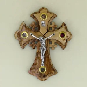 Jerusalemer Kreuz mit Erde aus dem Heiligen Land 16 cm