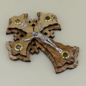 Jerusalemer Kreuz mit Erde aus dem Heiligen Land 16 cm