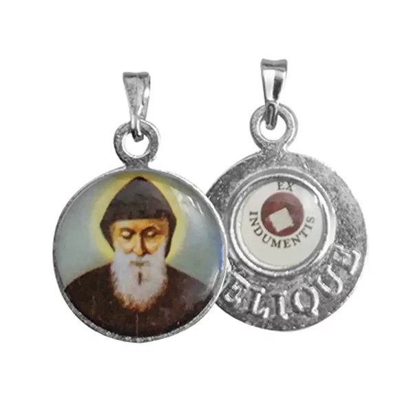 Medaille Heiliger Charbel mit Berührungsreliquie