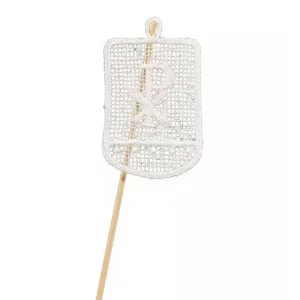 Osterfähnchen mit gesticktem Christus-Monogramm 18 cm