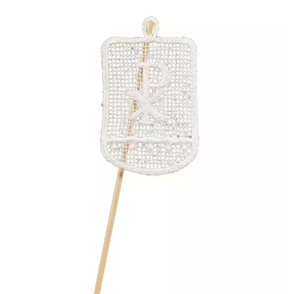 Osterfähnchen mit gesticktem Christus-Monogramm 18 cm