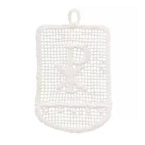 Osterfähnchen mit gesticktem Christus-Monogramm 18 cm