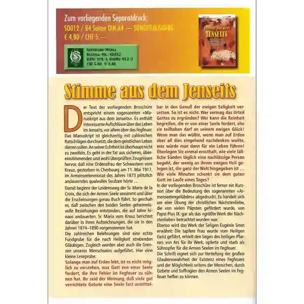 Stimme aus dem Jenseits Sr. Marie de la Croix