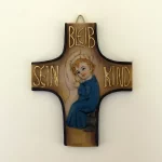 Wandkreuz – Bleib sein Kind blau 13 cm