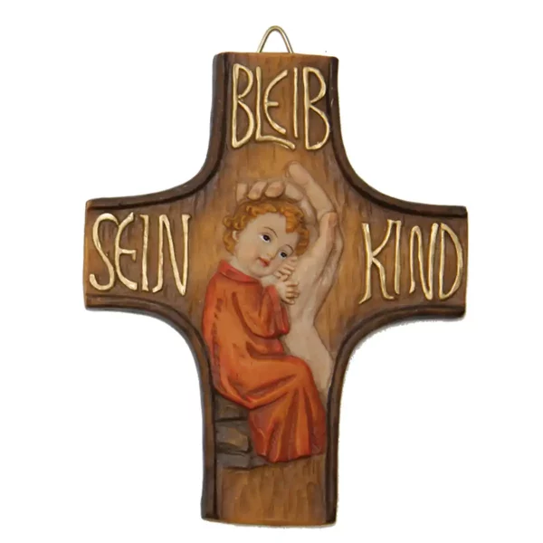 Wandkreuz – Bleib sein Kind rot 13 cm