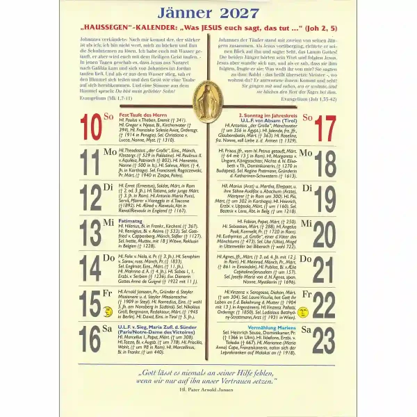 Der beliebte Haussegen Kalender 2027