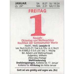 Liturgischer Kalenderblock 2027