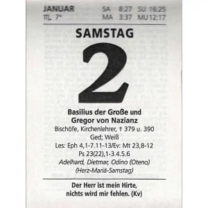 Liturgischer Kalenderblock 2027