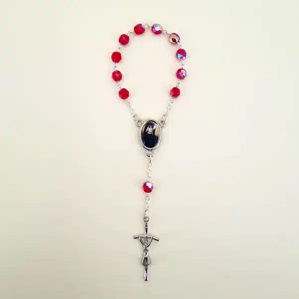Reliquien – Rosenkranz der heiligen Sr. Faustina 10er rot Reliquien – Rosenkranz der heiligen Sr. Faustina 10er rot
