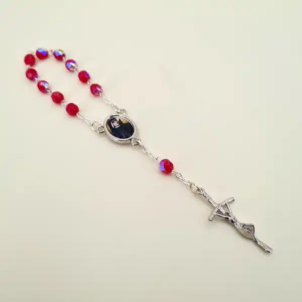 Reliquien – Rosenkranz der heiligen Sr. Faustina 10er rot