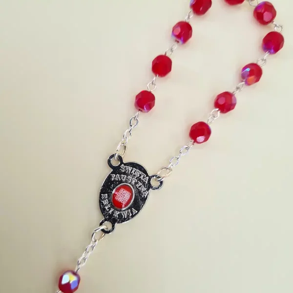 Reliquien – Rosenkranz der heiligen Sr. Faustina 10er rot