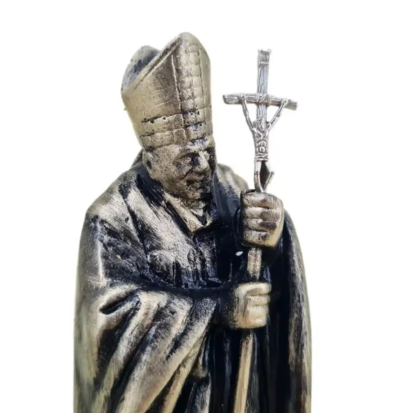 Heiliger Papst Johannes Paul II bronzefarben 17 cm