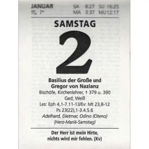 Liturgischer Kalenderblock 2027 Großdruck