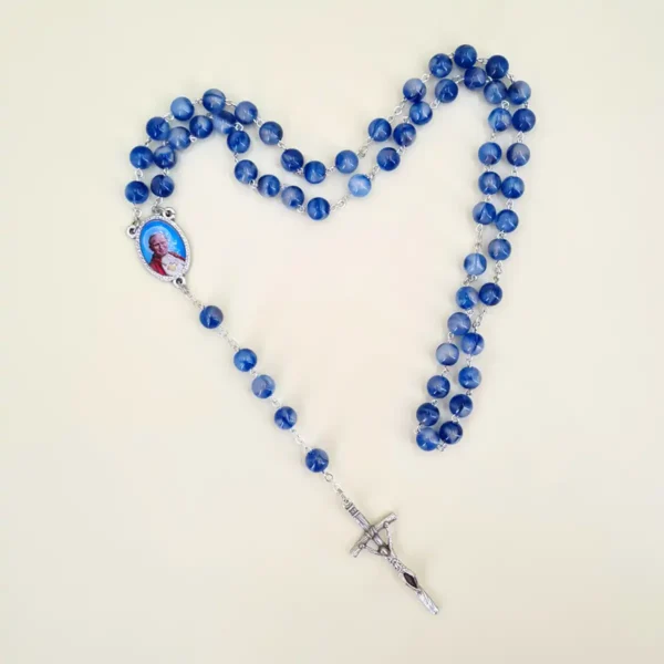 Reliquienrosenkranz Papst Johannes Paul II. blau Reliquienrosenkranz Papst Johannes Paul II. blau