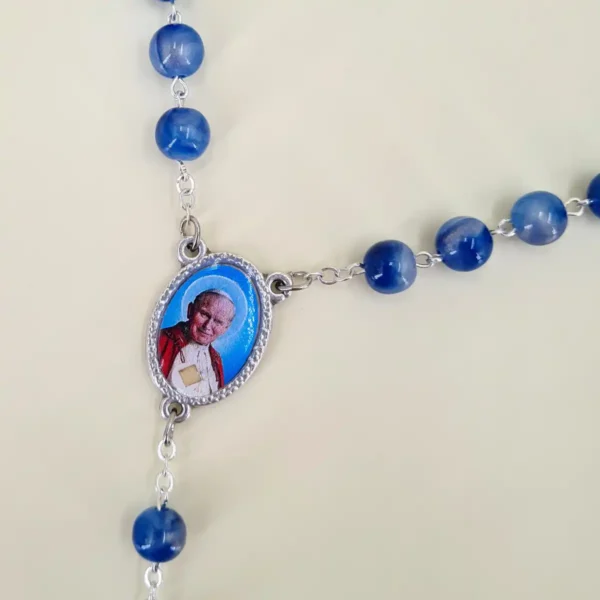 Reliquienrosenkranz Papst Johannes Paul II. blau