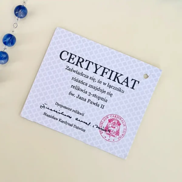 Reliquienrosenkranz Papst Johannes Paul II. blau