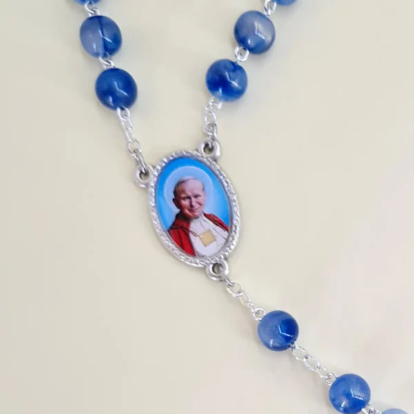 Reliquienrosenkranz Papst Johannes Paul II. dunkelblau