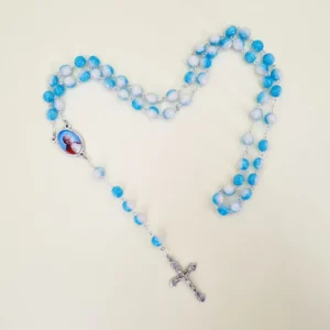 Reliquienrosenkranz Papst Johannes Paul II. hellblau