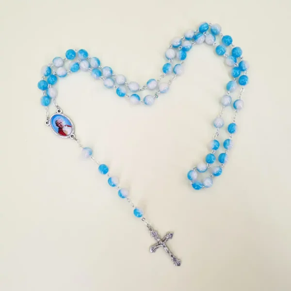 Reliquienrosenkranz Papst Johannes Paul II. hellblau Reliquienrosenkranz Papst Johannes Paul II. hellblau