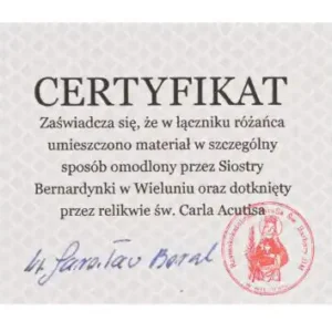 Reliquienrosenkranz Heiliger Carlo Acutis