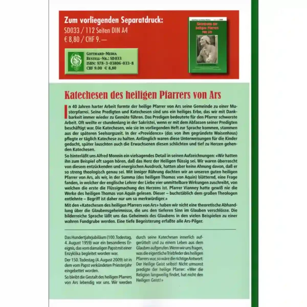Katechesen des heiligen Pfarrers von Ars