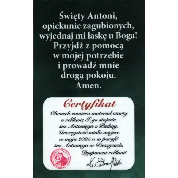 Gebet zum heiligen Antonius von Padua mit Reliquie
