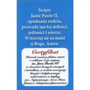 Gebet zum heiligen Johannes Paul II. mit Reliquie