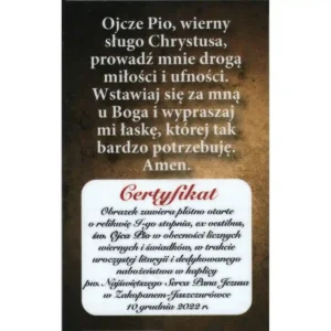 Gebet zum heiligen Pater Pio mit Reliquie
