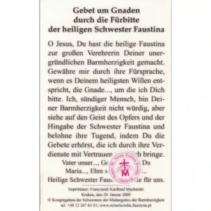 Gebet zur heiligen Schwester Faustina mit Reliquie