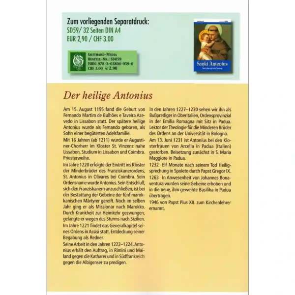 Sankt Antonius – Sein Leben und seine Sendung